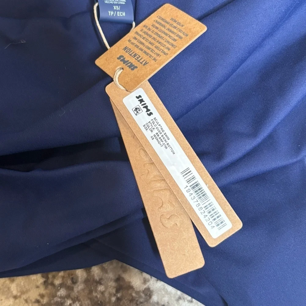 NWT SKIMS Navy Blue Sculping Swim Bottom Fold Over Swimwear Size XS